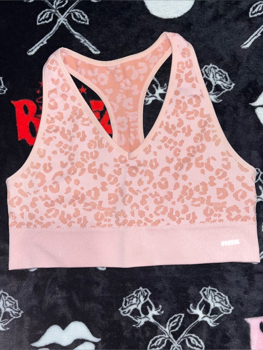 RBX Pink Leopard Print Sports Bra